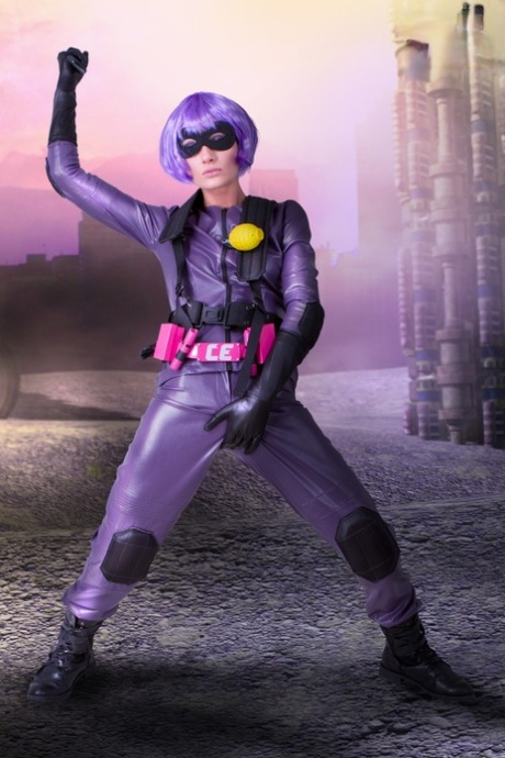 Cosplay enthusiasm releases her firm tits and pussy from her uniform