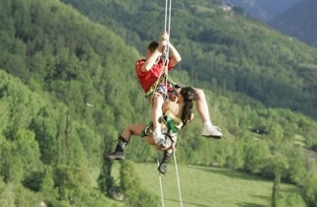 Hot Asian mountain climber sucks her guide
