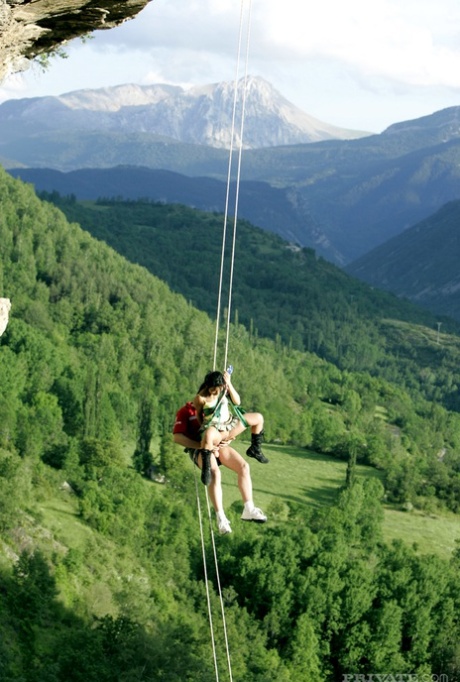 Hot Asian mountain climber sucks her guide