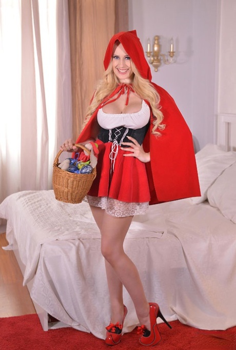 Blonde chick gets banged by the Big Bad Wolf in a Red Riding Hood outfit