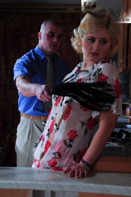 Blonde slave endures painful play before being fucked by her owner