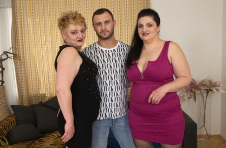 Fat mature housewives have a threesome with a hunky younger guy
