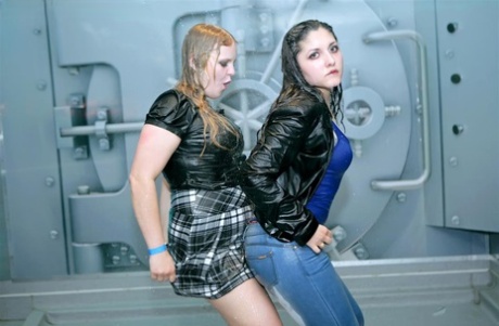 Collection of lesbian girls getting soaked by a sprinkler system while dancing