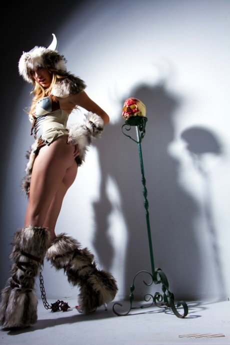 Solo model Brett Rossi shows off her girl parts attired in a viking outfit - pornpics.de