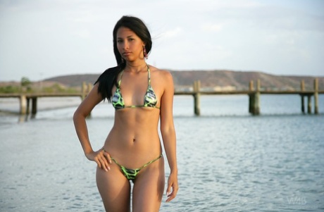 Bikini model Ruth Medina shows off her naked teen body at the beach - pornpics.de