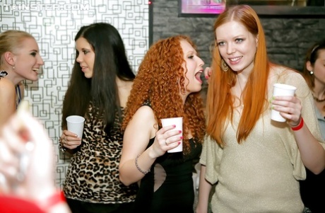 Fuzzy amateur girls going wild at the drunk night club party