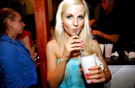 Fuzzy amateur girls going wild at the drunk night club party