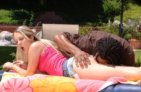 Lewd chick fucks a huge black shlong for a cumshot in her eager mouth