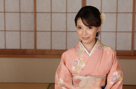 Japanese wife Hikaru Kirishima removes her robe & gets fucked by several guys