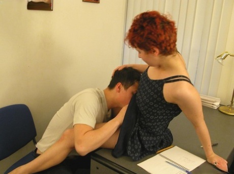 Redhead teen Vlada visits her classmate and gets rammed on the table - pornpics.de