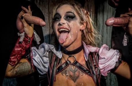 Sleazy MILF Kleio Valentien enjoys a wild FMM 3some in a Suicide Squad parody