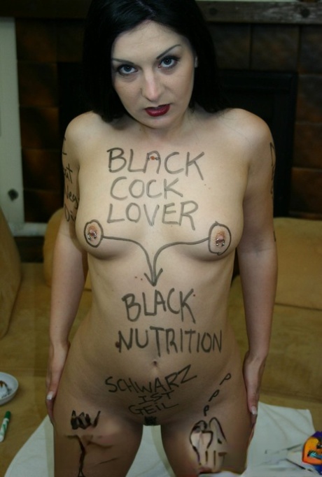 Dark haired Austrian slut Renee Pornero gets mouth fucked by a black man - pornpics.de