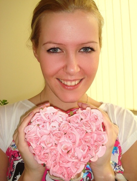 Adorable Hungarian blonde girl Sophie Moone trying on her new outfit