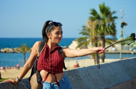 Pretty Latina Julia De Lucia enjoys a hot pick up fuck while on vacation