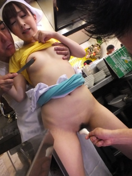 Sexy Japanese chef Mimi Asuka gets gangbanged & creampied at the restaurant - pornpics.de