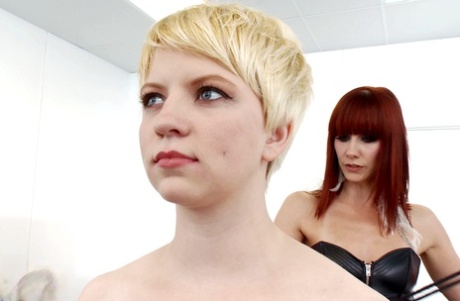 Blonde dykes Alani Pi and Ash Hollywood gets punished by two redhead dommes