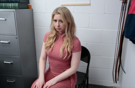 Short blonde shoplifter Sunny Lane gets taken into the custody and fucked