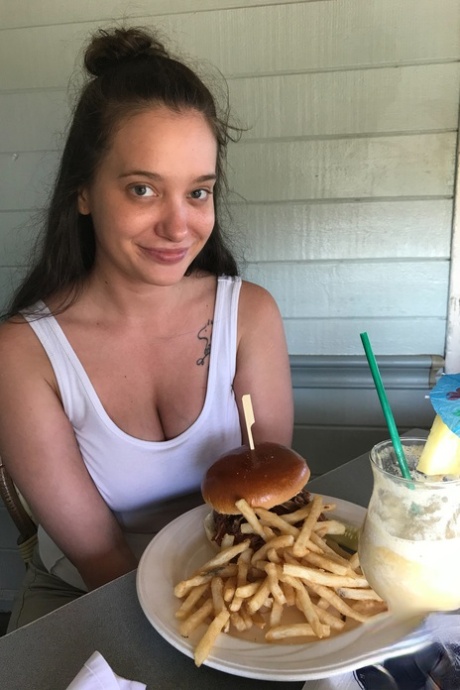 Petite girlfriend Gia Paige teases with her boobs and big booty in public