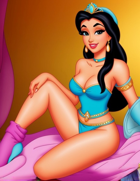 Hentai babe Princess Jasmine 展示她完美的胸部和性感的沙漏型身材