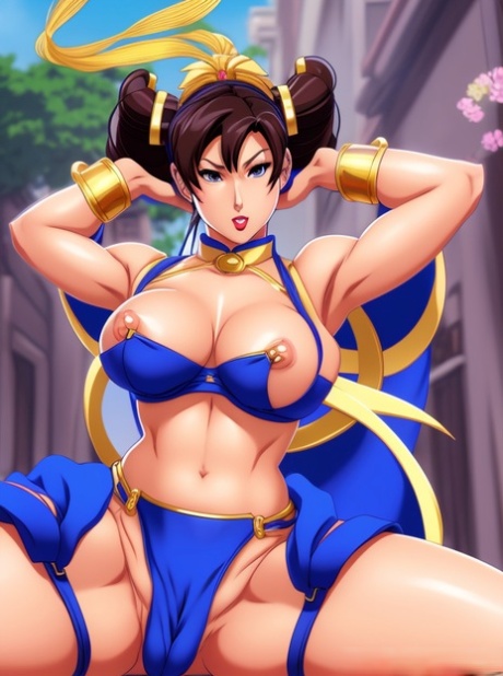 黑发动漫女优 Chun Li 露出硕大的乳房和火辣的圆臀