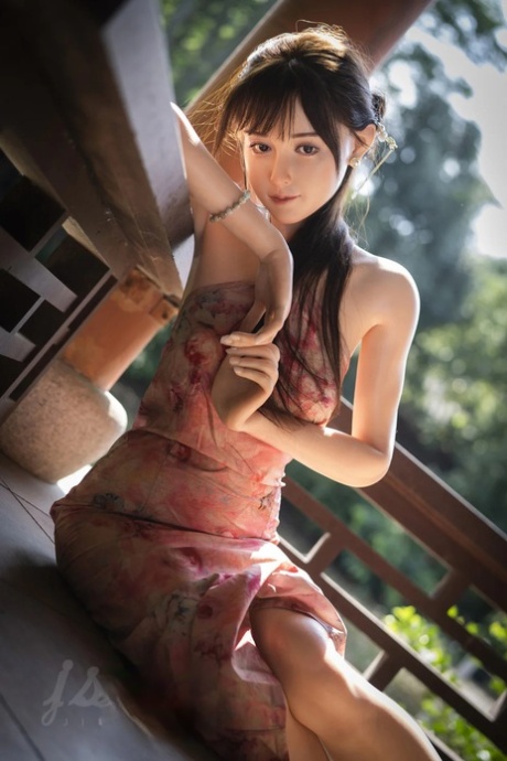 Petite Japanese sex doll Miho posing butt naked and in her traditional outfit