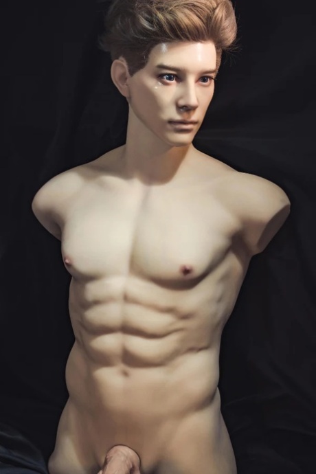 Silicone male sex doll with hot abs teases with his big dick and round ass