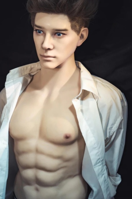 Silicone male sex doll with hot abs teases with his big dick and round ass