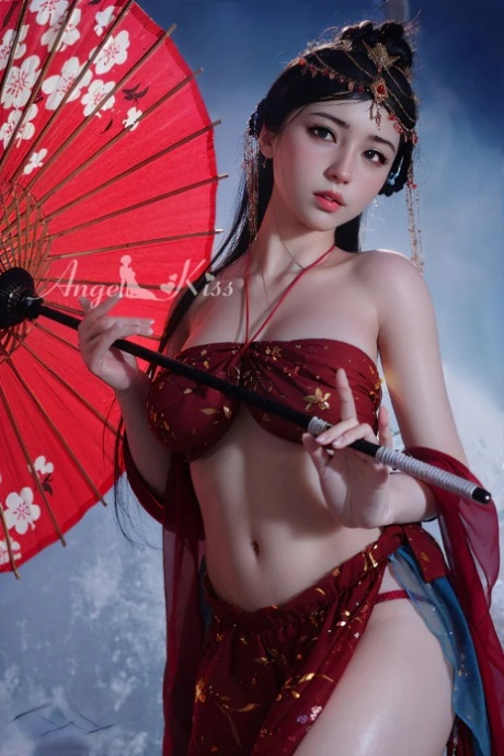 Chinese silicone sex doll loses her traditional outfit and poses naked