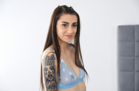 Slim tattooed teen Nicole Sweet exposes her tiny boobs and hot holes