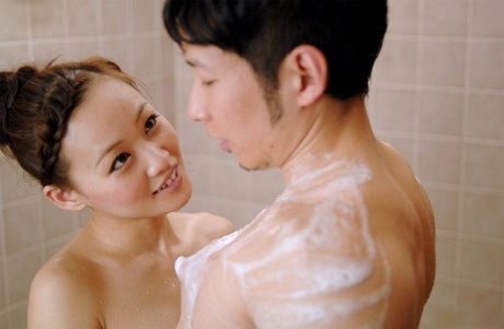 Sexy Asian babes & their BFs kiss passionately in a hot bathroom compilation