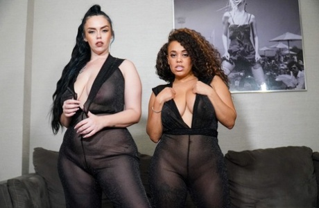 Sexy PAWGs Ryan Smiles & Mone Divine pose in their sheer outfits