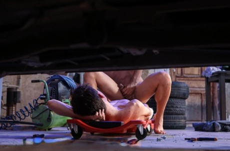 Horny gay Bambi Cute turns and gets fucked by horny car mechanic Kai Danvers