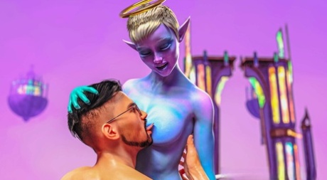 Insatiable anime alien getting fucked hardcore by a nerdy brunette dude