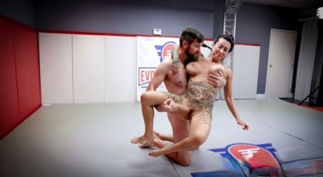 Tattooed wrestler with big tits Lily Lane gets dominated and fucked