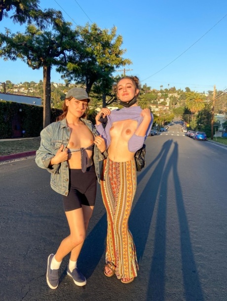 Sweet amtaeur babes Dubsie and Kaisey show their tits and fuck with a strapon