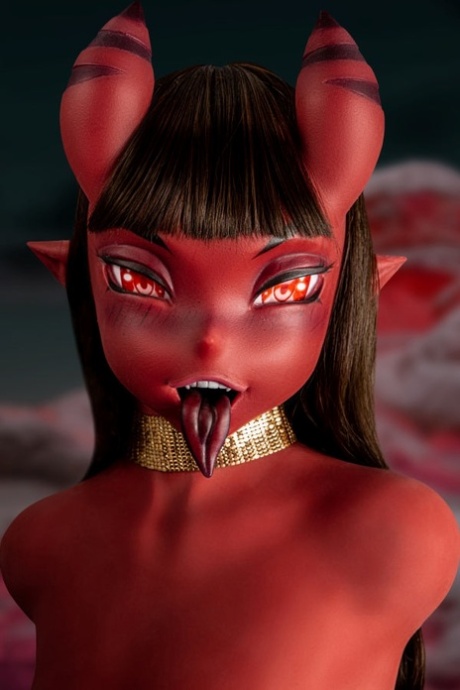 诱人的恶魔性玩偶展示她的大屁股和美味的阴部