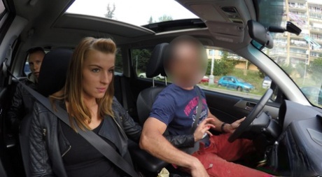 Busty amateur gold digger fucks in POV after afternoon car ride